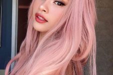 long pink hair with a lot of volume looks adorable, it will instantly raise your level of cuteness