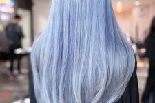 long straight pastel blue hair looks absolutely perfect and beautiful, it will catch all the eyes