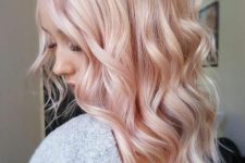 long wavy peachy rose blonde hair is a lovely solution for a spring or summer look, it will give you a soft touch