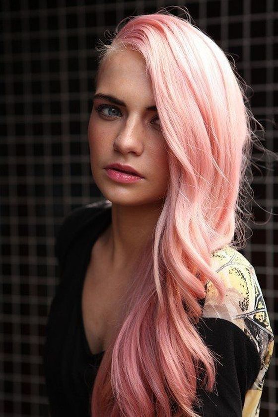lovely long pink hair with a lot of volume looks cool and bright, it perfectly matches the blue eyes