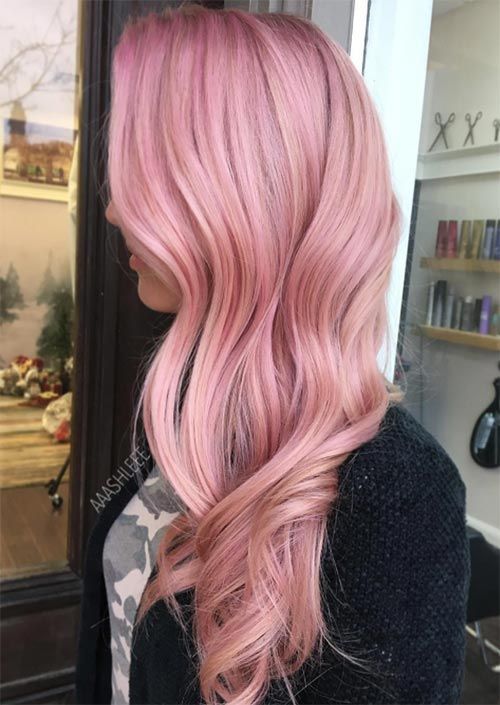 lovely pink and peachy pink long hair is a cool mix of colder and warmer shades that will make your stand out a lot