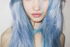 pastel blue and silver long hair with a lot of volume is a beautiful idea if you love such tender colors