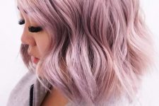 shoulder-length blush to lilac hair with a bit of waves is a lovely idea, it looks very chic and beautiful