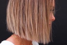 a cihc blunt bob with a brown root and blonde balayage is a beautiful and catchy idea to try right now