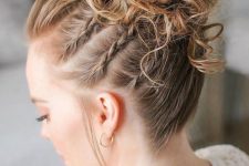 a curly top knot and braids on the sides is a lovely solution if you like braids and informal looks