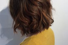 a long chestnut bob with messy waves and volume is always a good idea, it looks nice and catchy