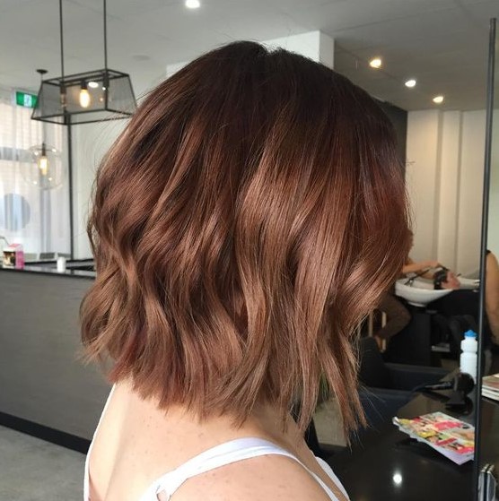 a pretty and bold long chestnut bob with slight waves is amazing to rock anytime, it looks chic and cool