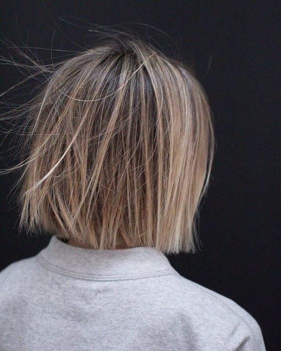 a simple straight midi bronde bob with a bit of texture is a stylish idea for everyone
