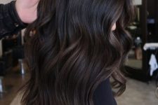 extra long and stylish dark brown hair with waves and volume is a stunning and chic solution, it inspires and looks amazing