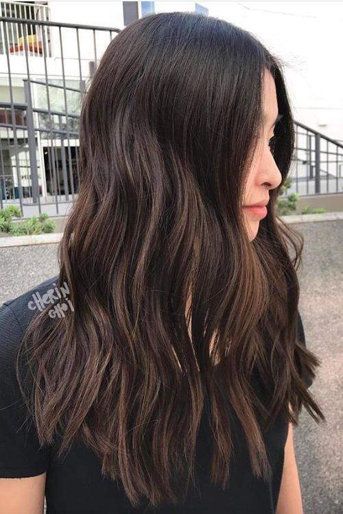 extra long dark brown hair with a bit of highlights to give dimension to the hair, with slight waves, is a catchy and cool idea