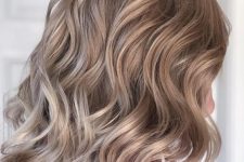 19 a soft and subtle bronde long bob with waves and volume is a catchy and chic solution