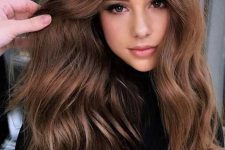 38 long and volumetric chestnut hair with waves is a beautiful and catchy idea to rock right now