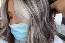 a cute long bob grey hairstyle