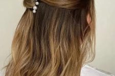 a simple holiday half updo hairstyle
