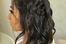 a medium half updo with a loose side braid and waves down is always a good idea for many occasions