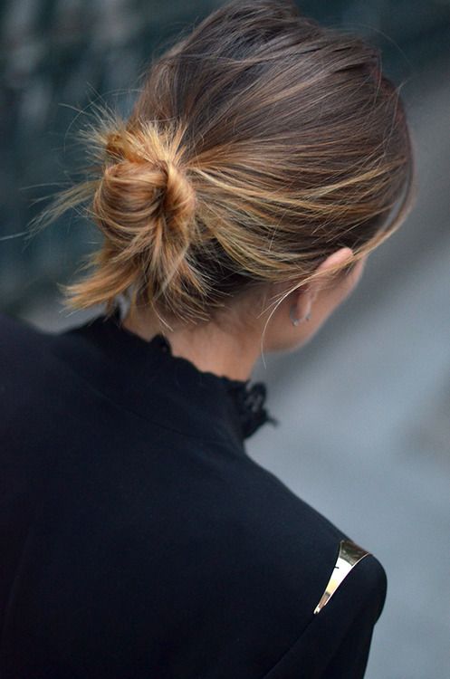 a wrapped messy French chignon with a sleek top is a cool idea if you wanna look more elegant