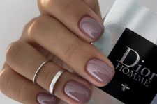 08 beautiful mauve square nails are a lovely idea for a spring or summer look, a cool alternative to nudes