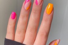 25 bright orange and hot pink nails with swirls are amazing for bold and eye-catchy summer looks