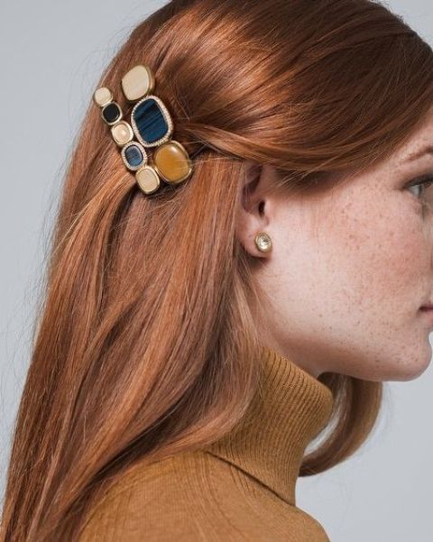 beautiful muted stone hair barrettes will keep your hair in place in a stylish way