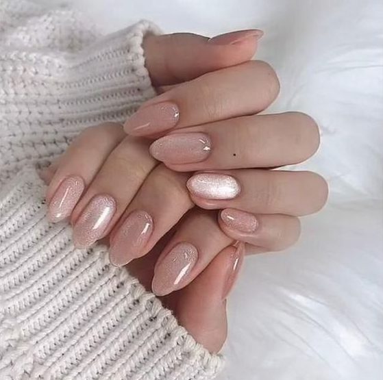 a beautiful and delicate blush velvet manicure will be a lovely idea for now - a fresh take on nude nails