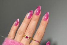51 a jaw-dropping hot pink French manicure with a velvet effect comprises several trends in one