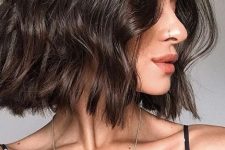 a beautiful and shiny chocolate brown long bob with a bit of waves is a lovely idea to go for