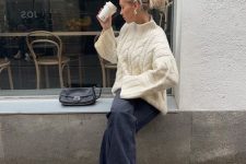 a comfy winter look with a sweater