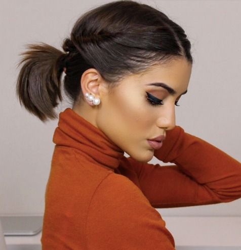 a long bob in a ponytail, with some twists on the sides is a quick and simple hairstyle to repeat
