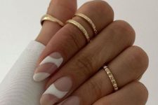 a lovely nude swirl manicure in blush and white is a fantastic idea for a modern look, a version of French nails