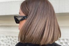a stylish and volumetric light brown bob of a rich shade is a cool and catchy solution