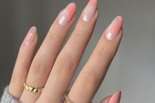 abstract Peach Fuzz nails of an almond shape are a cool idea to try in spring or summer