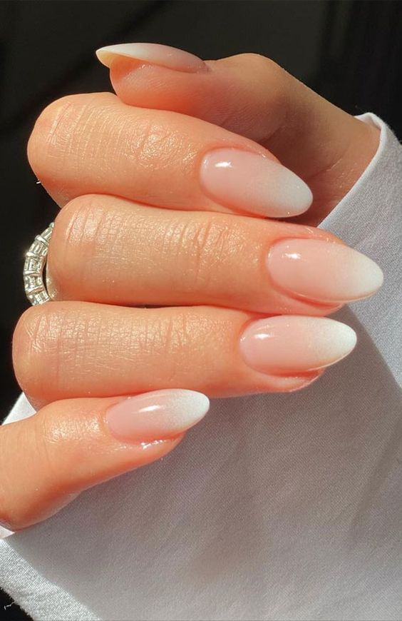 an ombre French manicure as a delicate and barely there version of the classics that is always perfect for a wedding