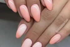 beautiful almond-shaped ombre Peach Fuzz nails are gorgeous for wearing them in summer