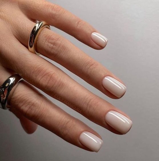 beautiful and clean milky nails like these ones are a gorgoeus idea that always works