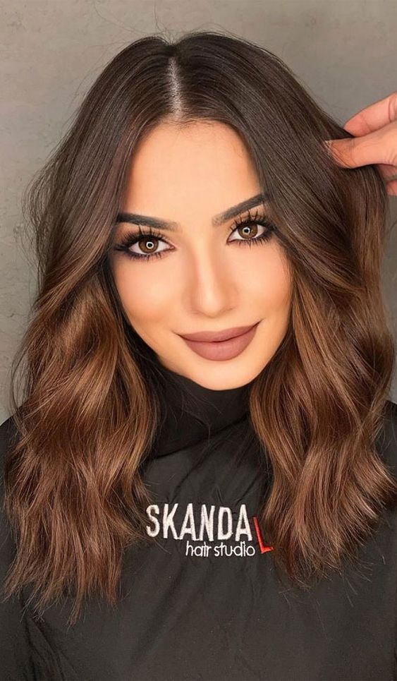 beautiful medium dark brown hair with copper ombre and waves is a catchy and bright solution that will make you stand out