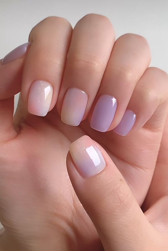 beautiful square pastel watercolor nails are adorable for spring, they look chic and cute