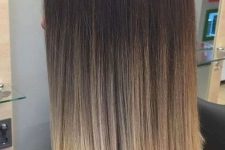 beautiful straight medium-length hair from dark brown to blonde is a cool and chic idea