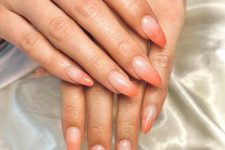 creative ombre Peach Fuzz nails of an almond shape are a cool idea if you love the color of the year