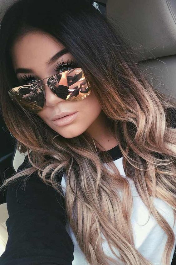 gorgeous long hair from black to copper and bronde is a catchy idea, such a contrast looks adorable