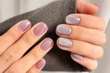 lilac and mauve velvet nails are a great idea to rock them – mismatching nail colors are amazing for wearing