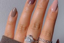 long almond nais styled in fall colors, dusty pink, mauve, purple brown and taupe are adorable