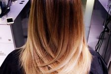 medium-length hair from dark brunette to golden blonde, with a lot of volume, is fantastic