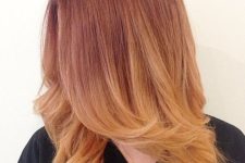 ombre auburn strawberry blonde hair with a cascade for a bright and cool look