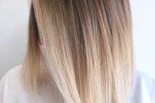 pretty medium-length hair with an ombre effect from brunette to bleached blonde is a lovely idea