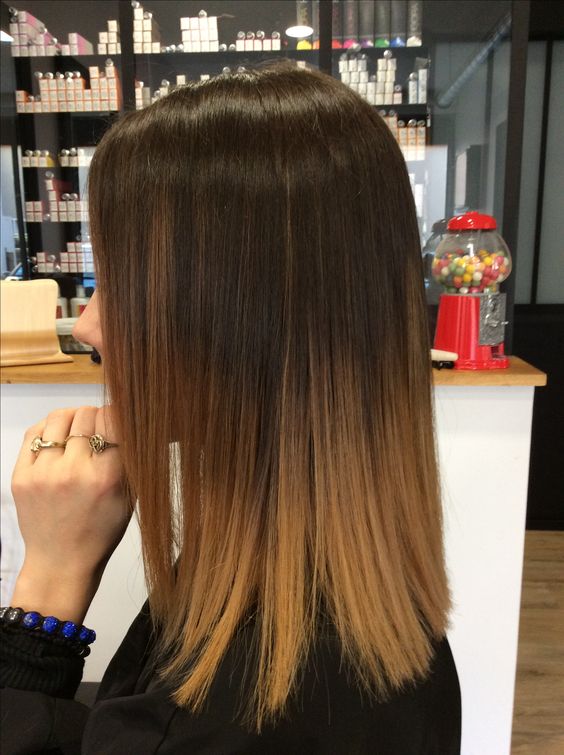 pretty shoulder-length hair from dark brunette to honey blonde, and the ombre effect catches an eye a lot