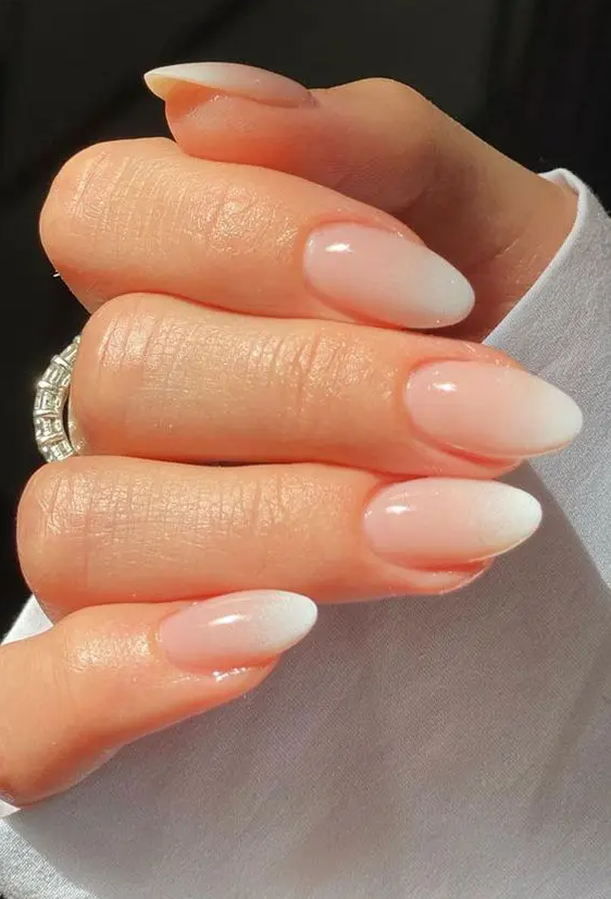 an ombre French manicure as a delicate and barely there version of the classics that is always perfect for a wedding