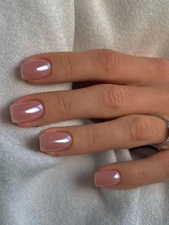 chromatic nude nails are a super trendy alternative to usual nude, glazed donut nails are on top