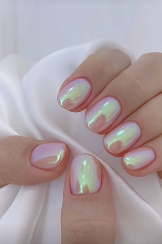 adorable blush chrome nails or glazed donut nails are amazing for anyone who wants to look super trendy