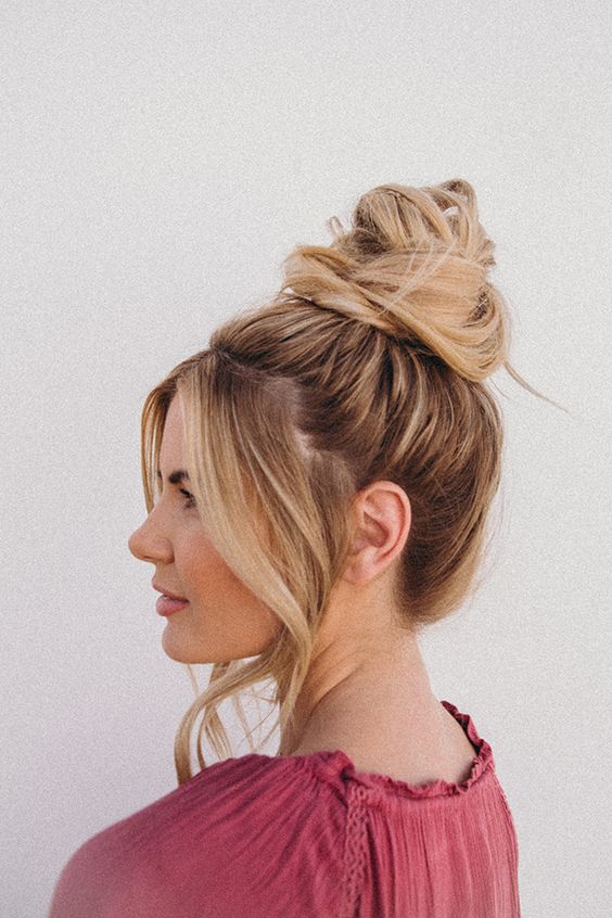an effortless top knot with volume on top and long face-framing hair is a lovely idea for every day if you have long hair
