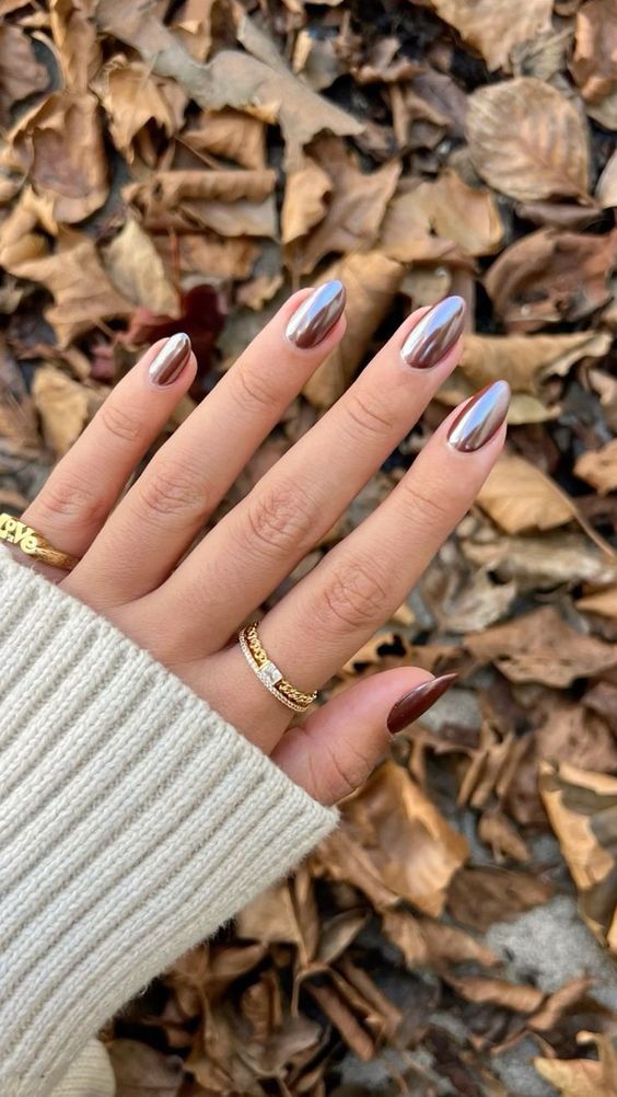 chrome brown nails are amazing for the fall, and you may rock them in any other season, too